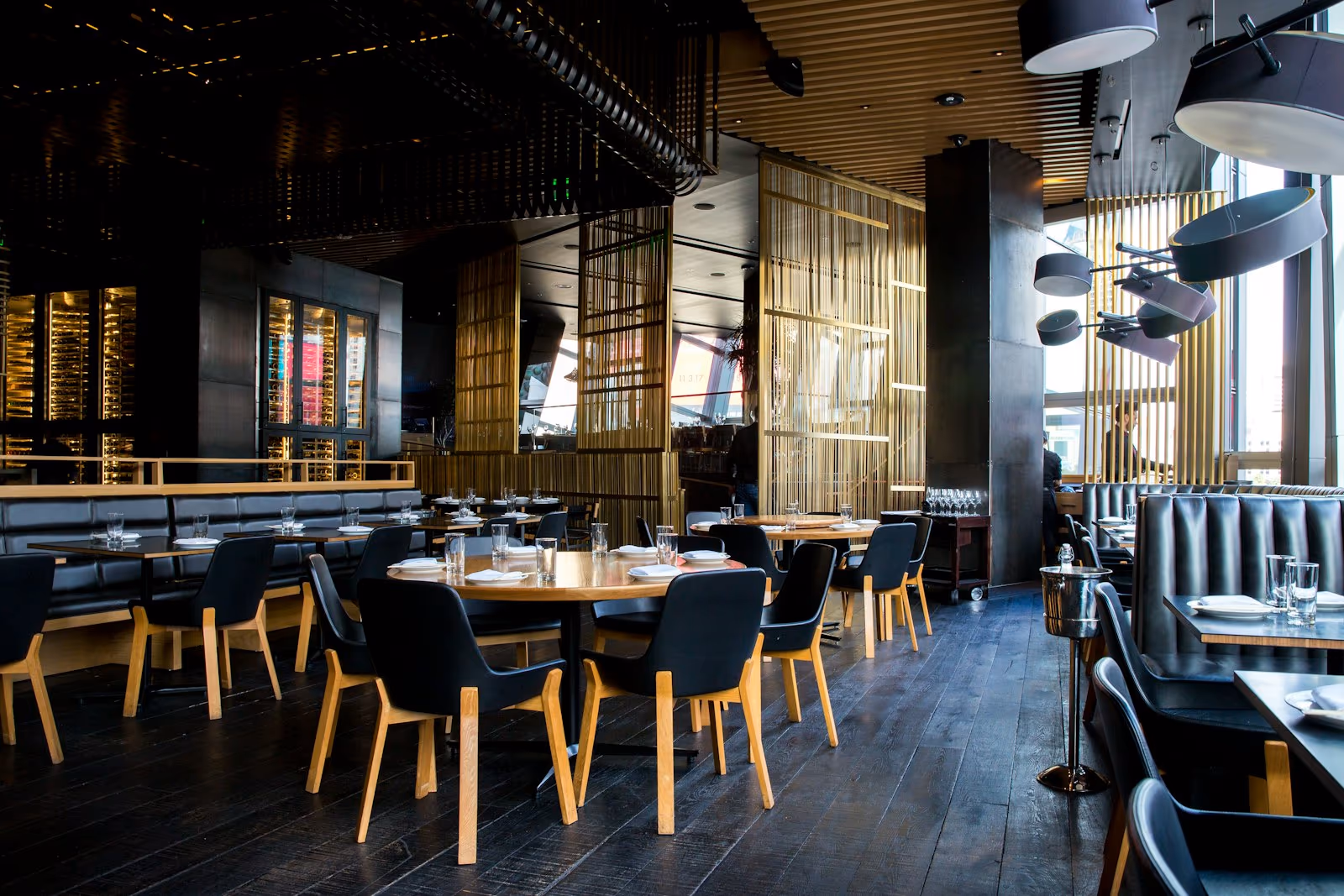 Restaurant table prepared for dinner service